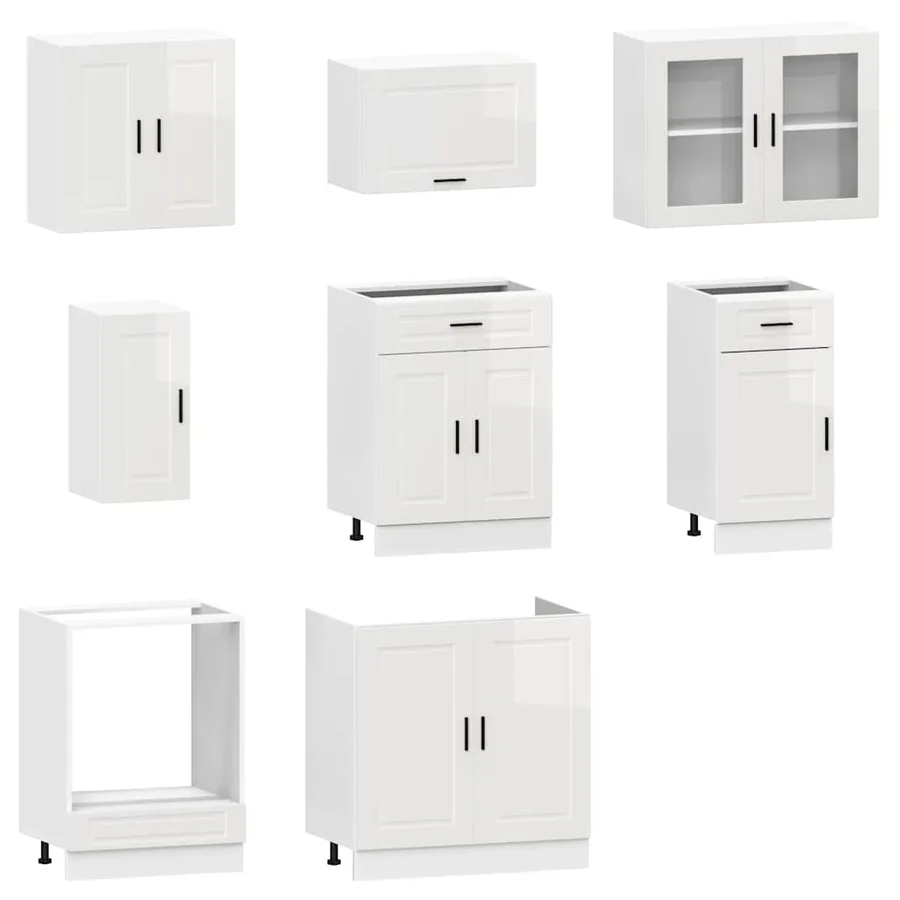 Ensemble d'armoires de cuisine 8 pcs Kalmar blanc brillant - 4