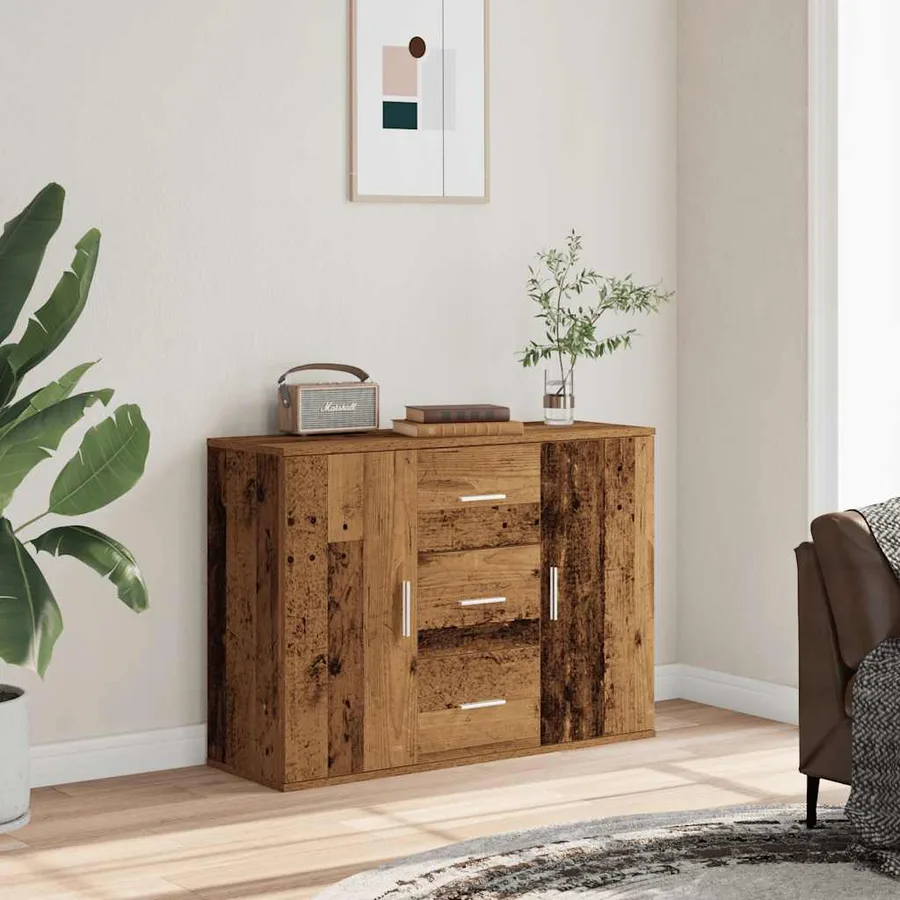 Buffet vieux bois 90x29,5x65 cm bois d'ingénierie - 3