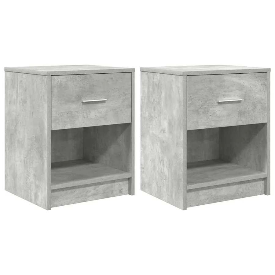 Tables de chevet 2 pcs avec tiroir Gris béton 40x34x50 cm - 2