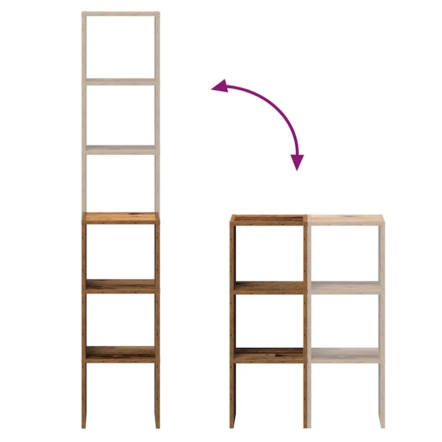 Bibliothèques 2 pcs empilable vieux bois bois d'ingénierie - 7
