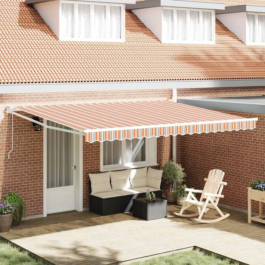 Auvent rétractable Multicolore 450 × 300 cm Polyester et métal