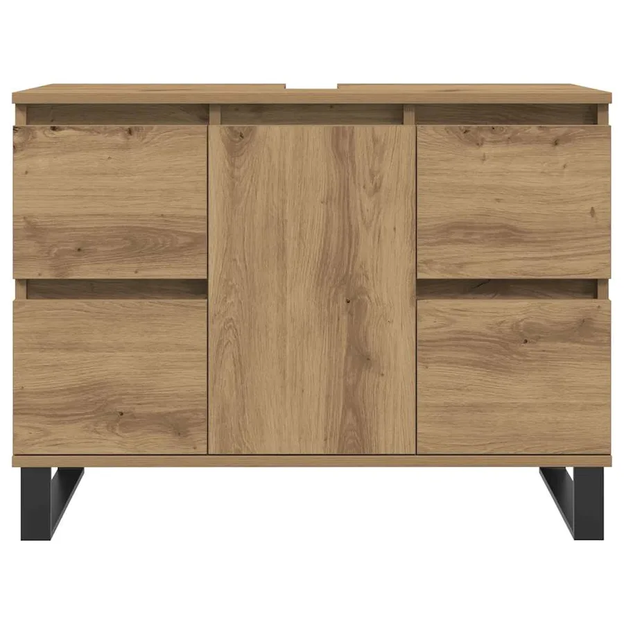 Armoire de lavabo de salle de bain chêne artisanal 65x33x60 cm - 4