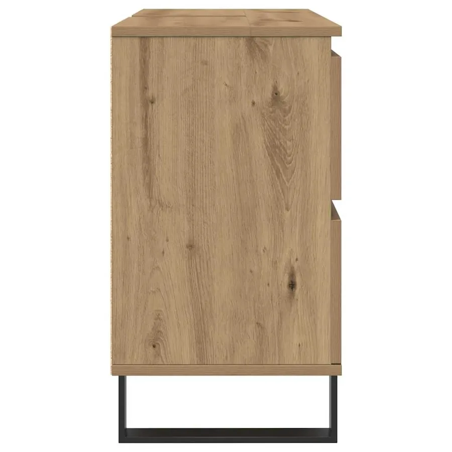 Armoire de lavabo de salle de bain chêne artisanal 65x33x60 cm - 5