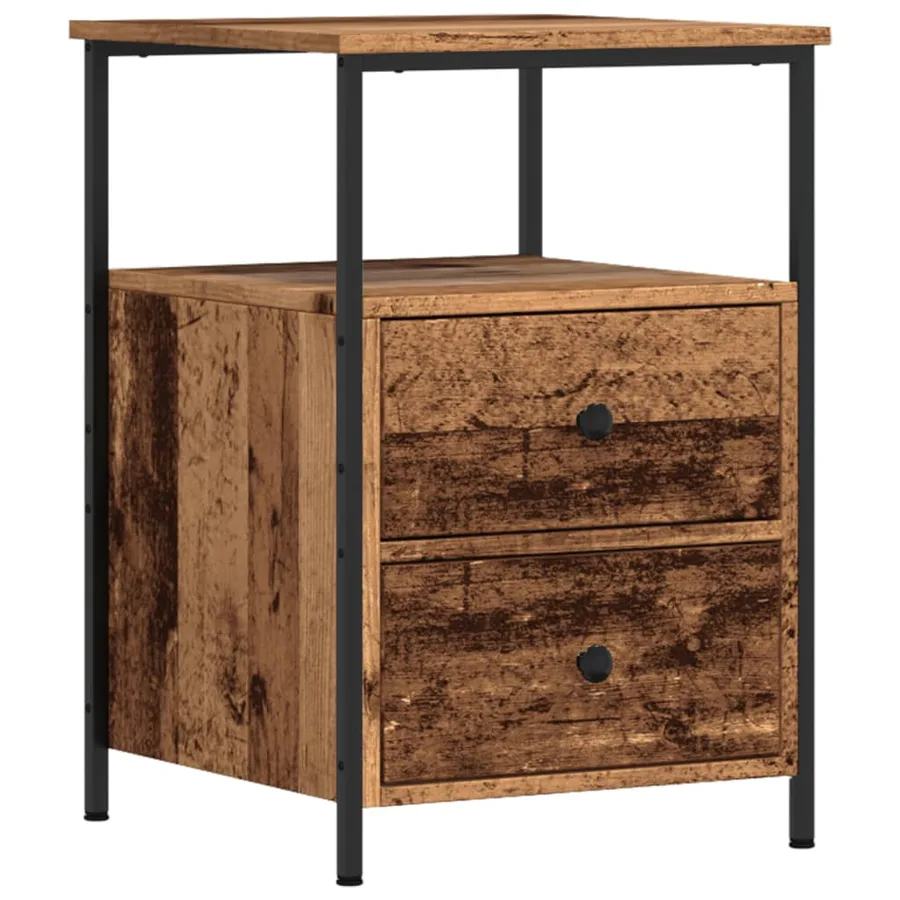 Table de chevet vieux bois 34x35,5x50 cm bois d’ingénierie - 2