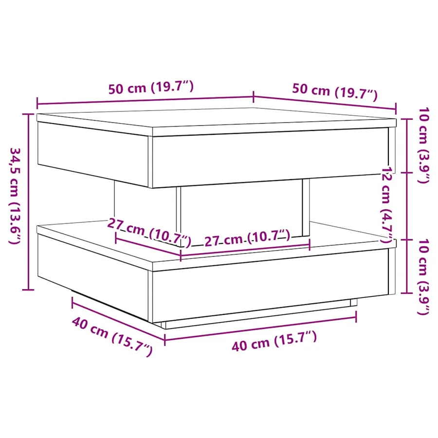 Table basse rotative à 360 degrés blanc 50x50x34,5 cm - 10