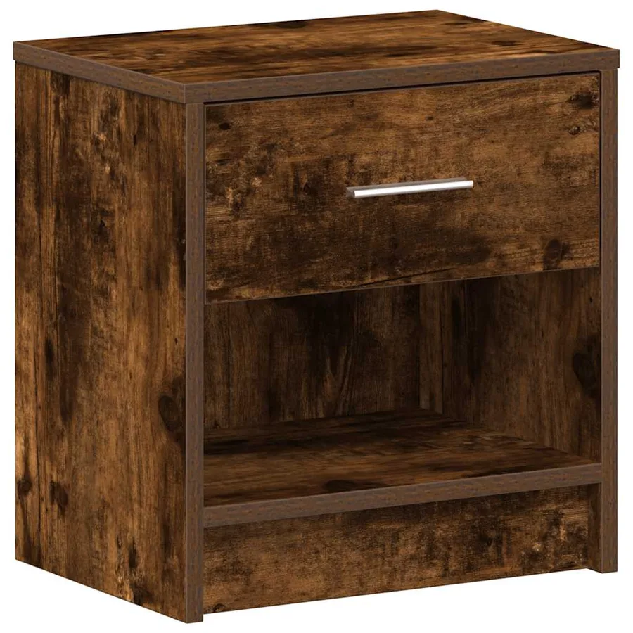 Table de chevet avec tiroir en chêne fumé 39 x 28 x 41 cm - 2