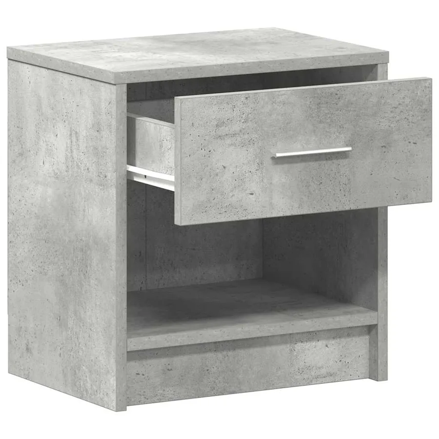 Table de chevet avec tiroir Gris béton 39x28x41 cm - 5