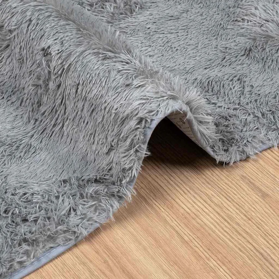 Tapis shaggy à poils longs NAVARRA gris clair 120x170 cm - 5