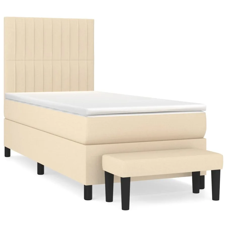 Sommier à lattes de lit avec matelas Crème 100x200 cm Tissu - 2