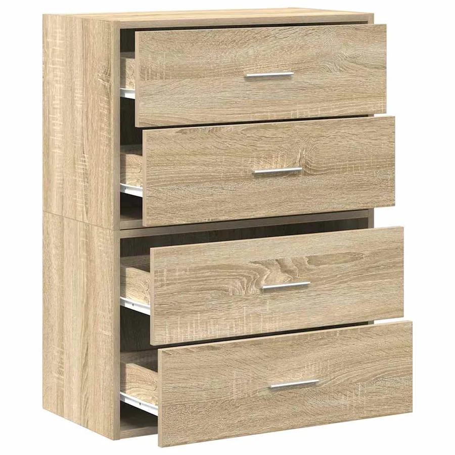 Armoires avec 2 tiroirs 2 pcs chêne sonoma bois d'ingénierie - 5