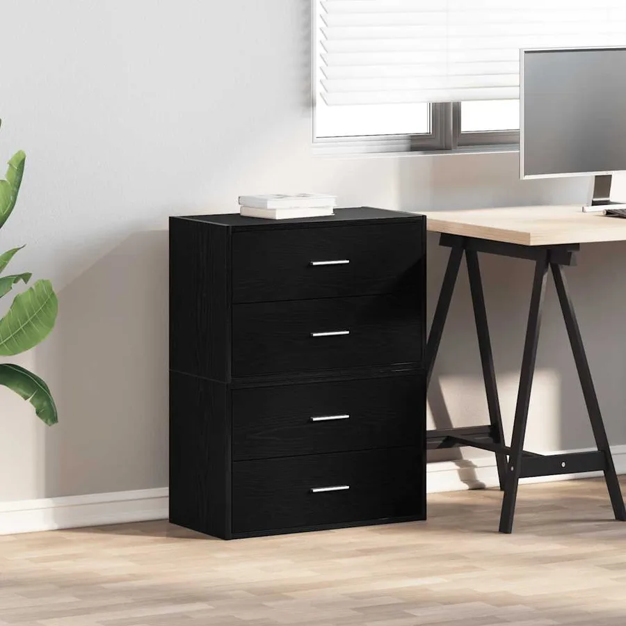 Armoires avec 2 tiroirs 2 pcs chêne noir bois d'ingénierie - 3