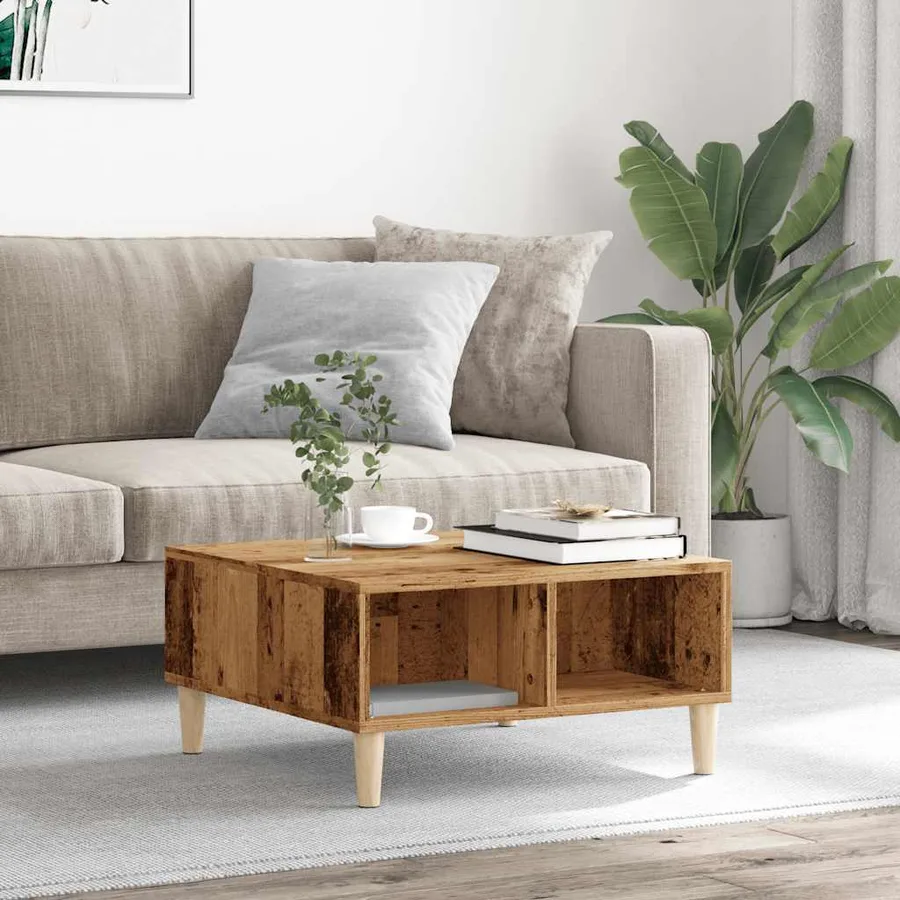 Table basse vieux bois 60x60x30 cm bois d'ingénierie - 3