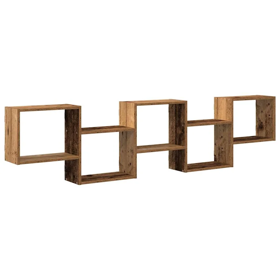 Étagère cube murale 5 compartiments vieux bois bois ingénierie - 2