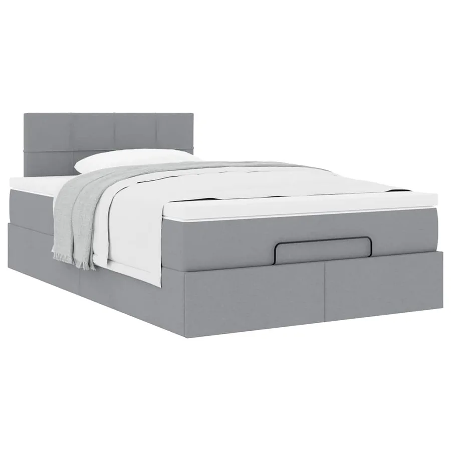 Lit ottoman avec matelas gris clair 120x200 cm tissu - 5