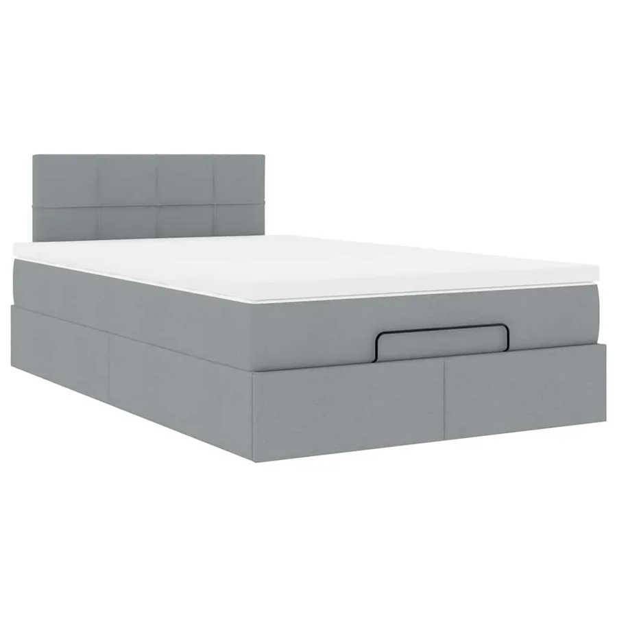 Lit ottoman avec matelas gris clair 120x200 cm tissu - 6