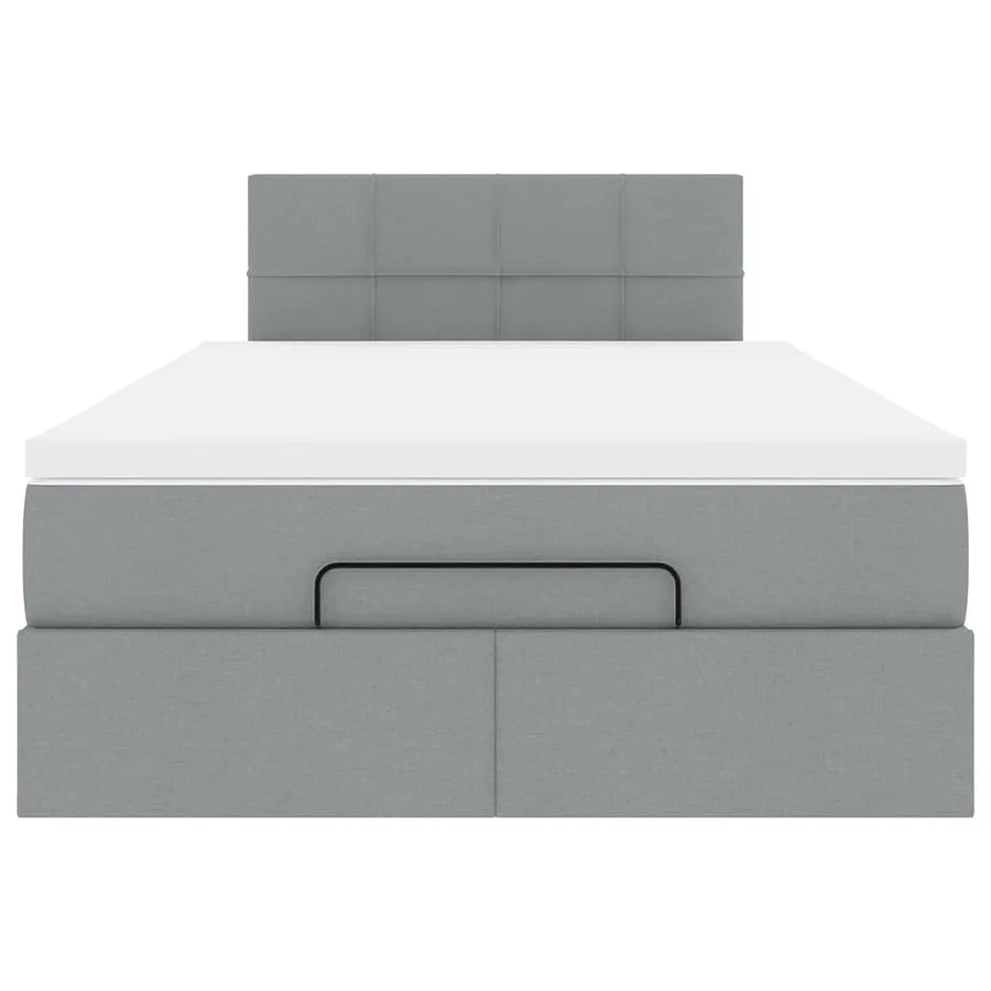 Lit ottoman avec matelas gris clair 120x200 cm tissu - 7