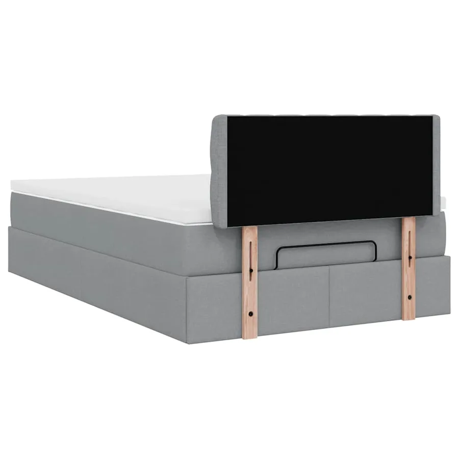Lit ottoman avec matelas gris clair 120x200 cm tissu - 11