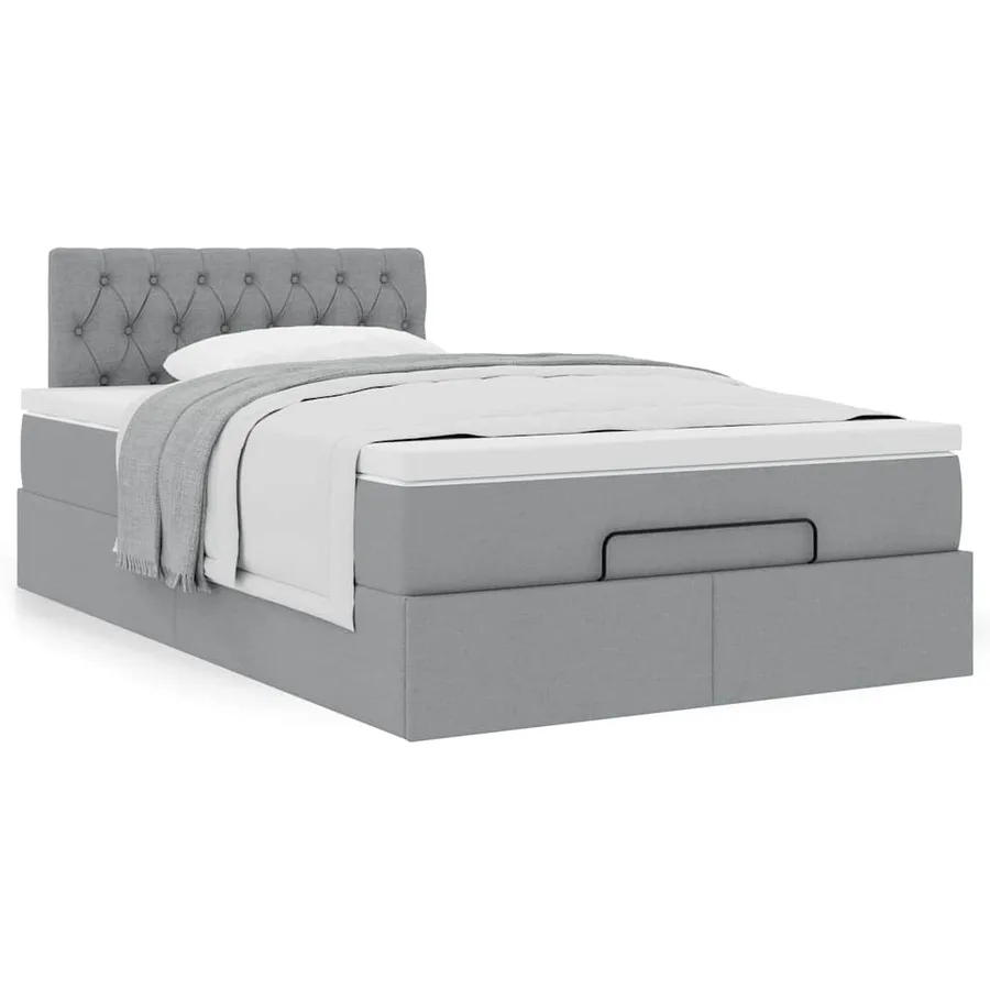 Lit ottoman avec matelas gris clair 120x200 cm tissu - 4