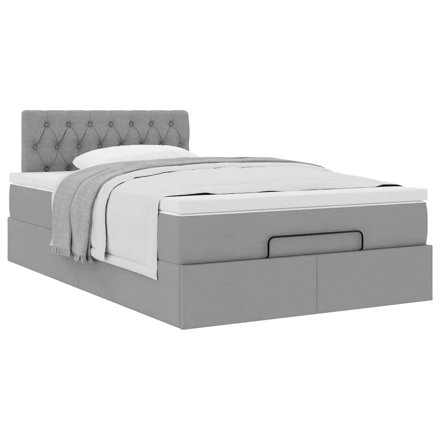 Lit ottoman avec matelas gris clair 120x200 cm tissu - 5