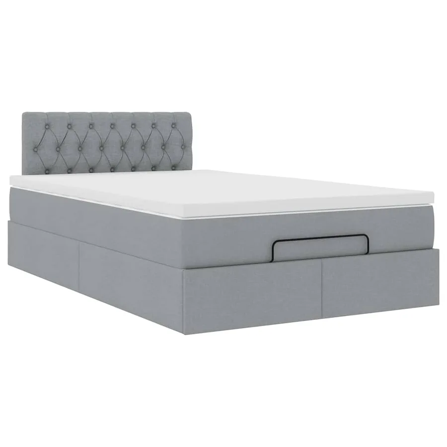 Lit ottoman avec matelas gris clair 120x200 cm tissu - 6