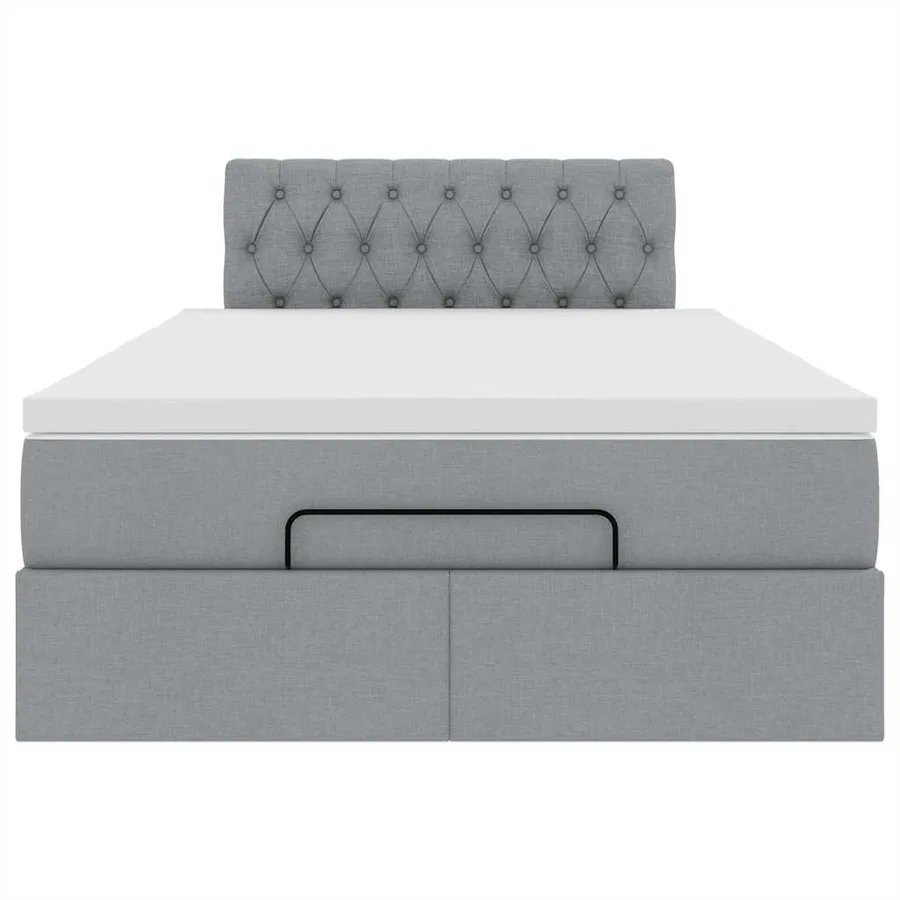 Lit ottoman avec matelas gris clair 120x200 cm tissu - 7
