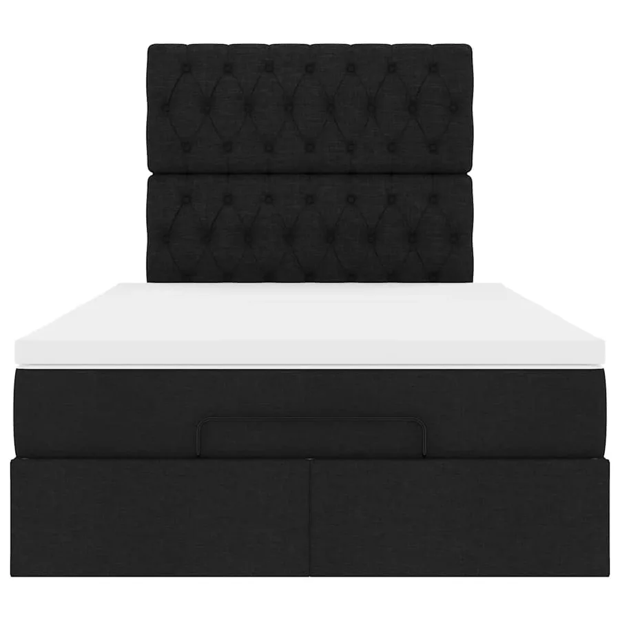 Cadre de lit ottoman avec matelas noir 120x200cm tissu - 10