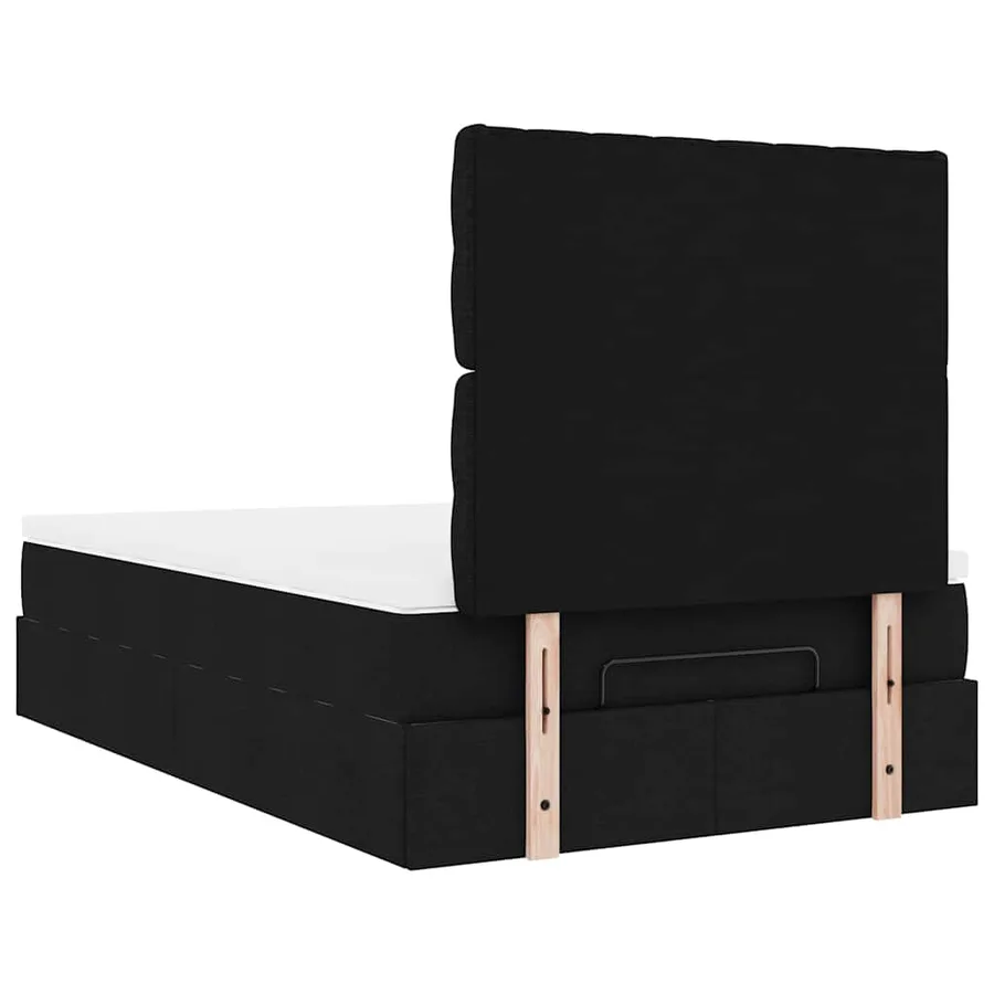 Cadre de lit ottoman avec matelas noir 120x200cm tissu - 12