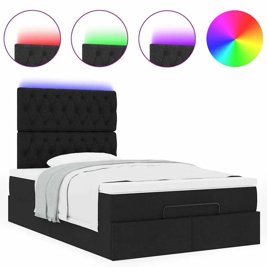 Cadre de lit ottoman avec matelas noir 120x200cm tissu - 5