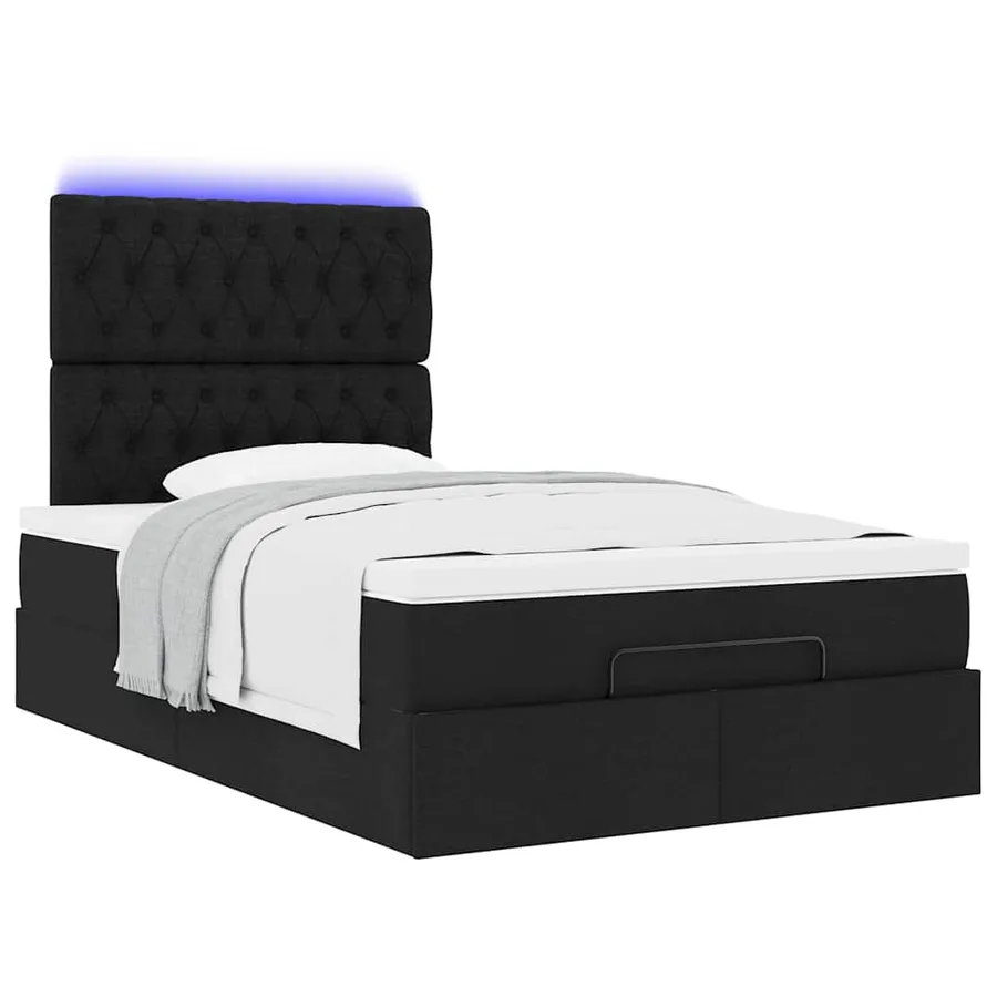 Cadre de lit ottoman avec matelas noir 120x200cm tissu - 6