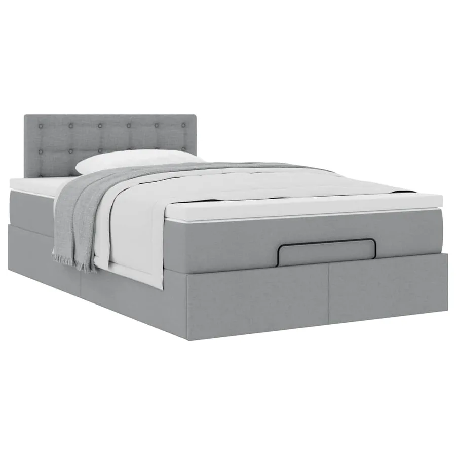 Lit ottoman avec matelas gris clair 120x200 cm tissu - 5