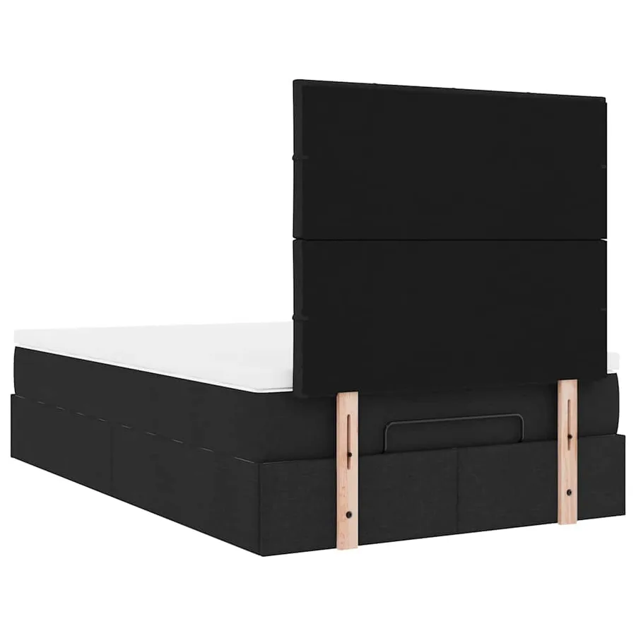 Cadre de lit ottoman avec matelas noir 120x200cm tissu - 11