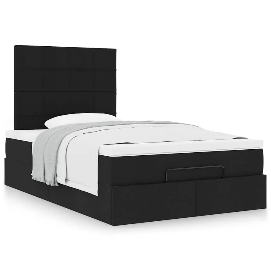 Cadre de lit ottoman avec matelas noir 120x200cm tissu - 4
