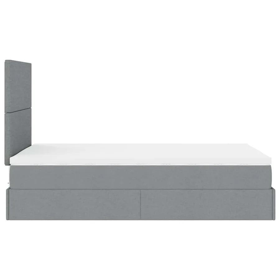 Cadre de lit ottoman et matelas gris clair 120x200 cm tissu - 10
