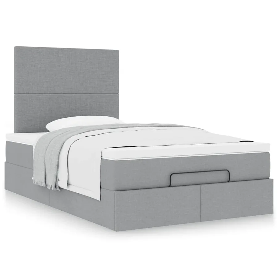 Cadre de lit ottoman et matelas gris clair 120x200 cm tissu - 4