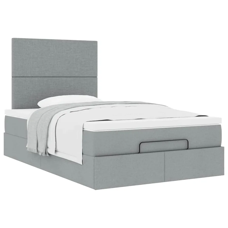 Cadre de lit ottoman et matelas gris clair 120x200 cm tissu - 5