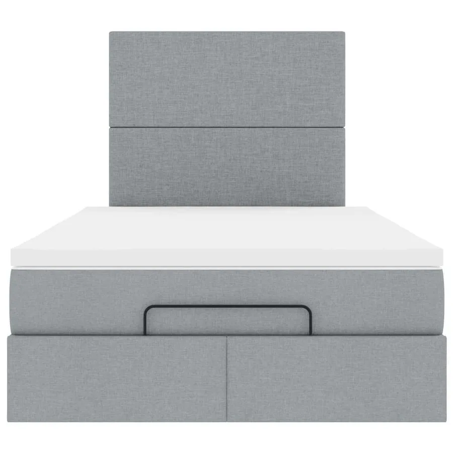 Cadre de lit ottoman et matelas gris clair 120x200 cm tissu - 7
