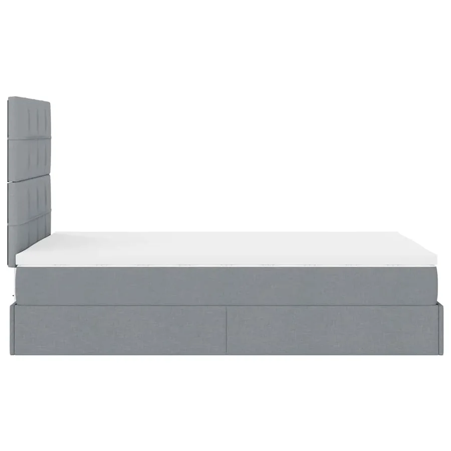 Cadre de lit ottoman et matelas gris clair 120x200 cm tissu - 11