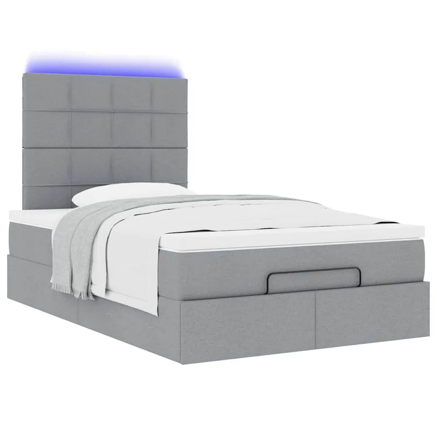 Cadre de lit ottoman et matelas gris clair 120x200 cm tissu - 6