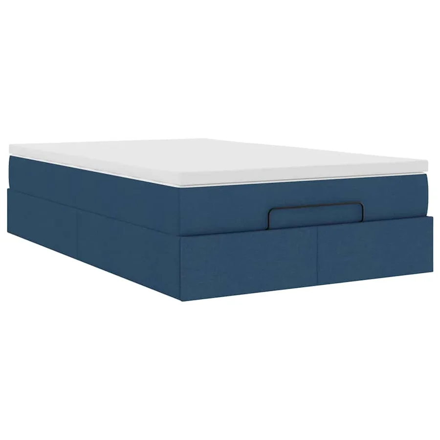 Cadre de lit ottoman avec matelas bleu 120x200 cm tissu - 6