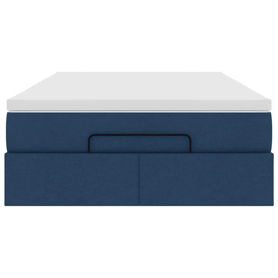 Cadre de lit ottoman avec matelas bleu 120x200 cm tissu - 7