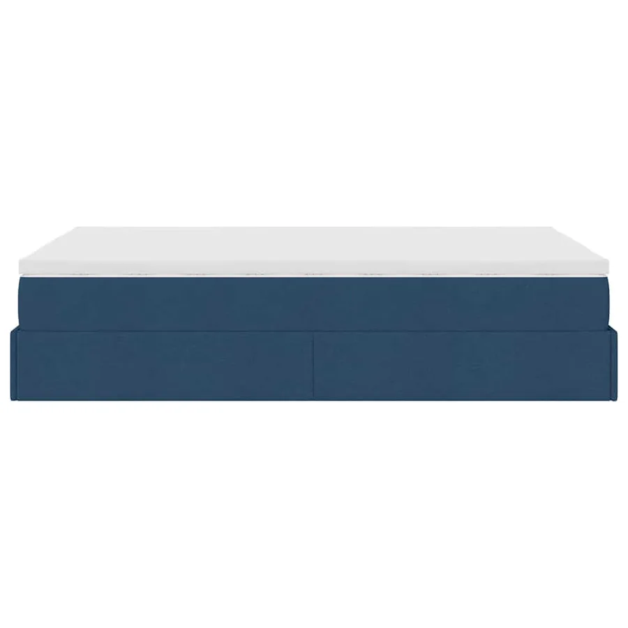 Cadre de lit ottoman avec matelas bleu 120x200 cm tissu - 9