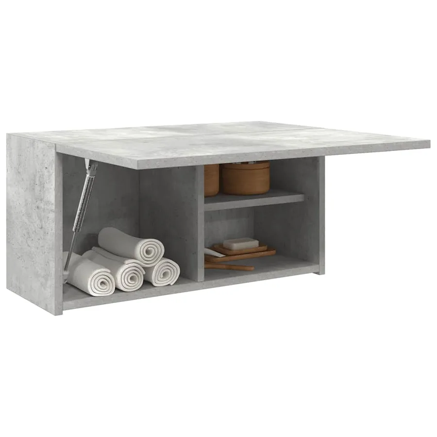 Armoire murale de bain gris béton 60x25x30 cm bois d'ingénierie - 4