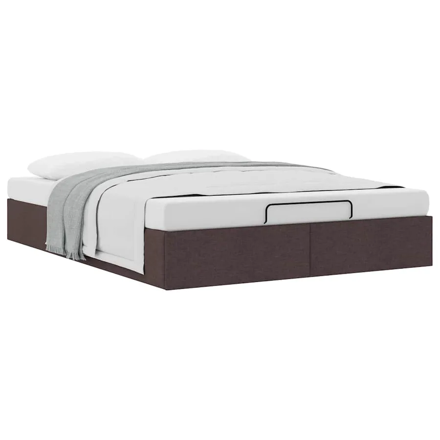 Cadre de lit ottoman sans matelas marron foncé 140x190 cm tissu - 5