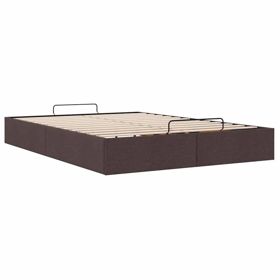 Cadre de lit ottoman sans matelas marron foncé 140x190 cm tissu - 6