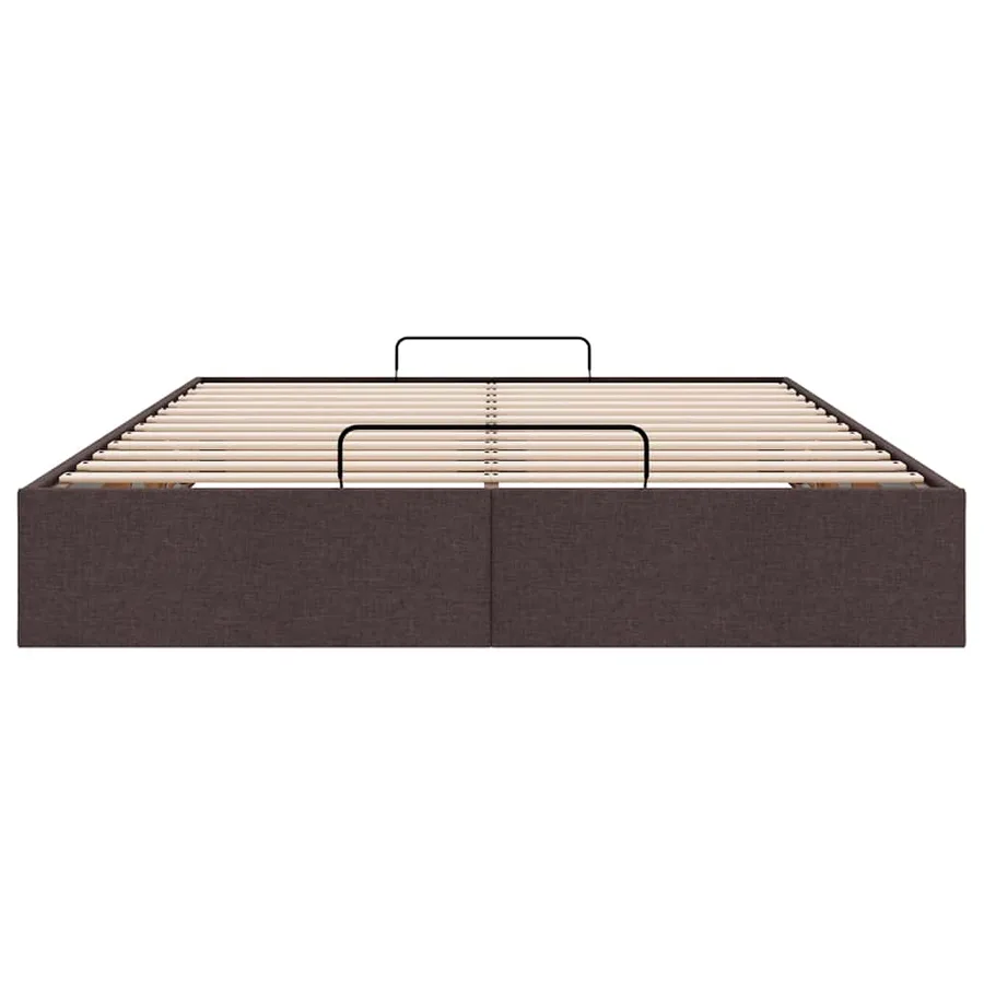 Cadre de lit ottoman sans matelas marron foncé 140x190 cm tissu - 7
