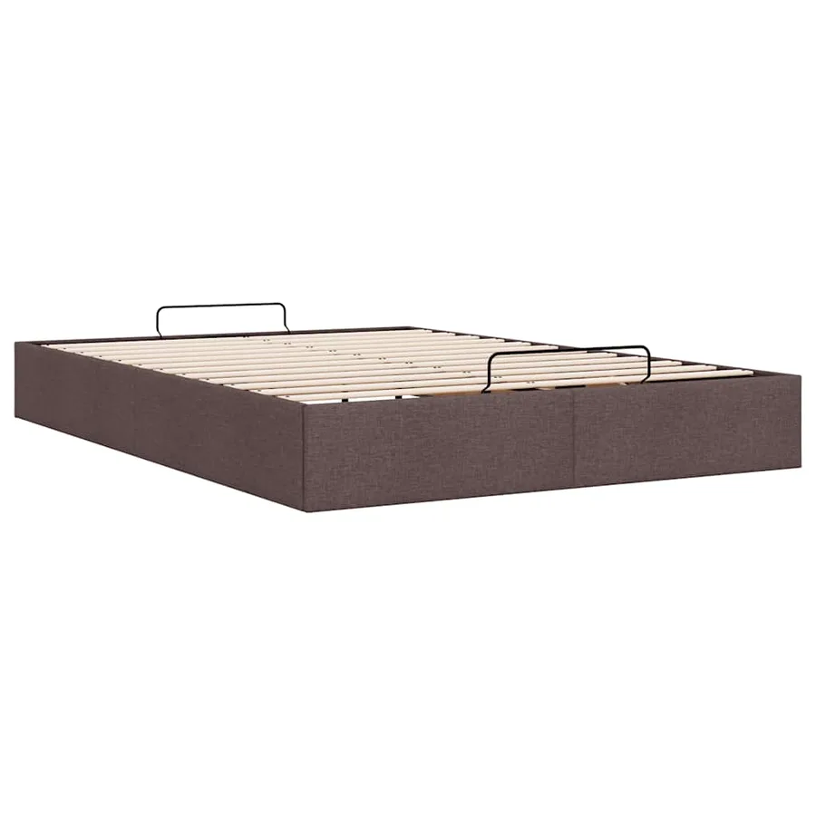 Cadre de lit ottoman sans matelas marron foncé 140x190 cm tissu - 9
