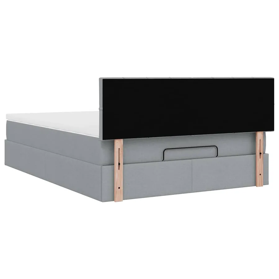 Lit ottoman avec matelas gris clair 140x190 cm tissu - 11