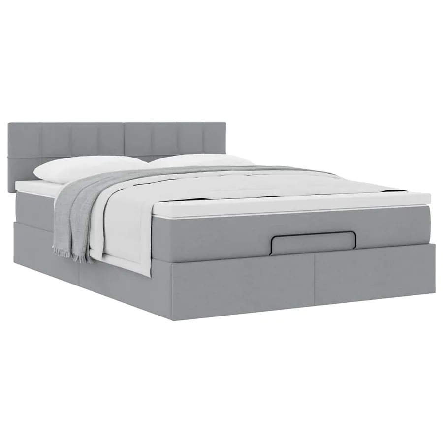 Lit ottoman avec matelas gris clair 140x190 cm tissu - 5