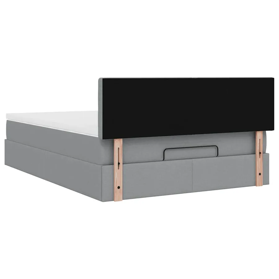 Lit ottoman avec matelas gris clair 140x190 cm tissu - 11