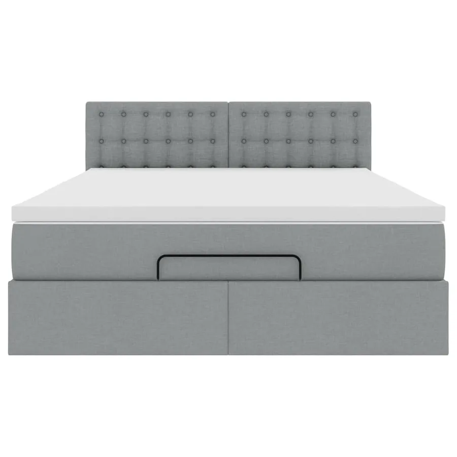 Lit ottoman avec matelas gris clair 140x190 cm tissu - 7